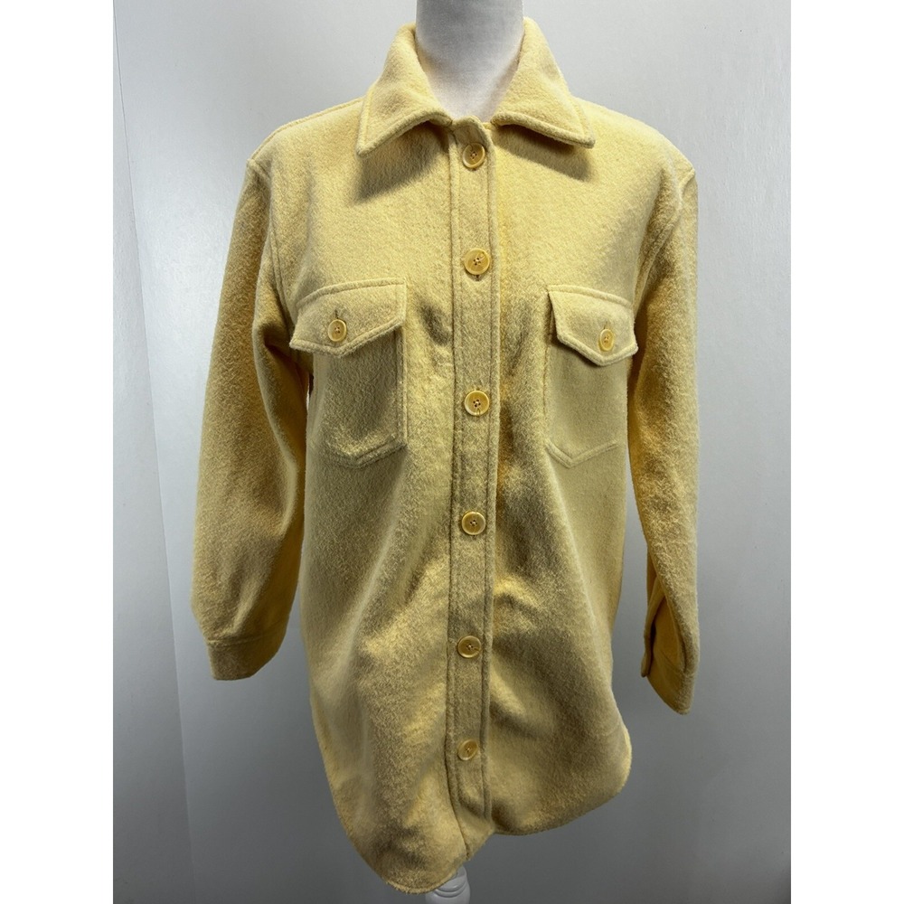Joie Button Up Shirt Jacket Shacket Felted Flannel Small Womens Yellow Fuzzy